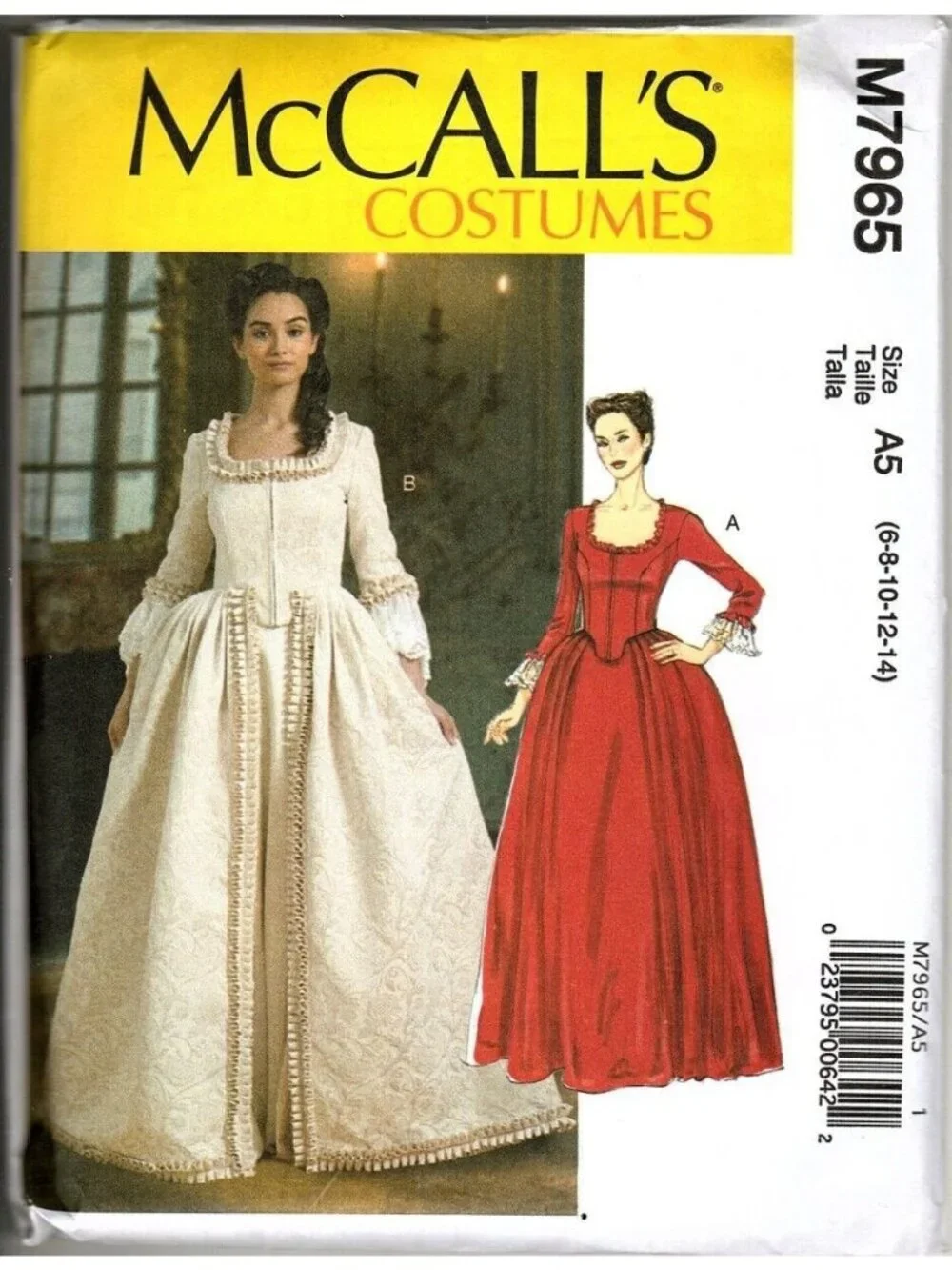 McCalls M7965 Misses 6 to 14 Historical Costume Renaissance Dress Sewing Pattern